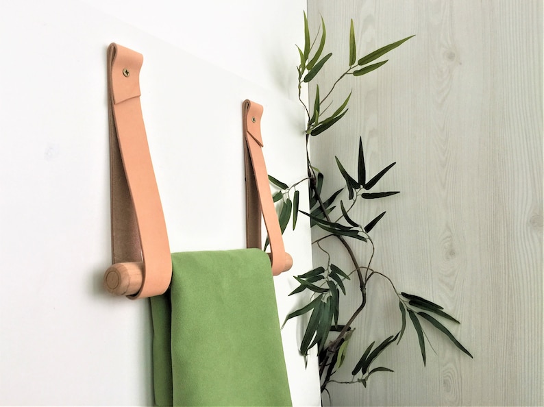 Leather Strap Hanger // Leather Towel Holder // Leather Home Etsy Canada