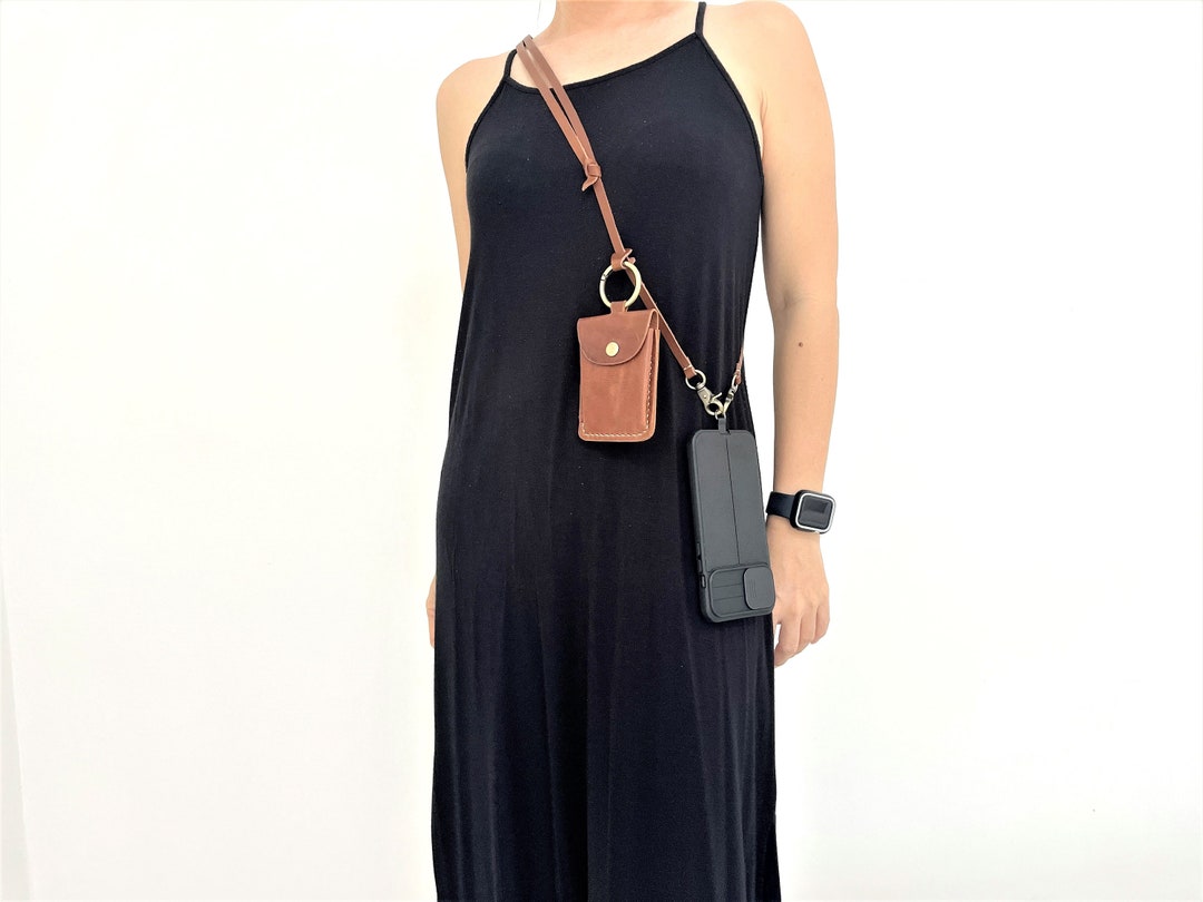 Handmade Leather Crossbody Phone Lanyard With Detachable Pouch - Etsy