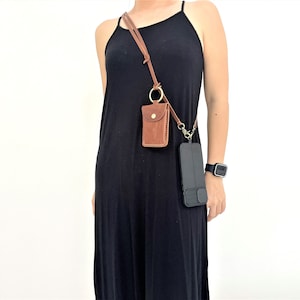 Universal Crossbody Phone Lanyard Neck Cell Phone Strap With Detachable Leather Pouch Funny Belt Bag Mobile Phone Neck Lanyard Strap iphone