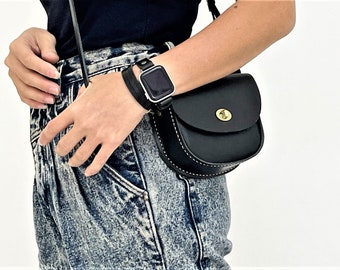 Multifunktions Kleine Half Moon Leder Umhängetasche Crossbody Sling Bag Bauchtasche Leder Gürteltasche Clutch Taille Geldbörse Leder Gürteltasche