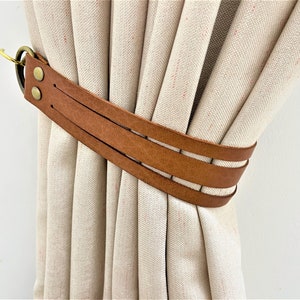 Minimalist Leather Curtain Tieback Elegant Tieback Modern Decor Window Treatment New Home Decor Interior Design House Warming Gifts Idea image 6