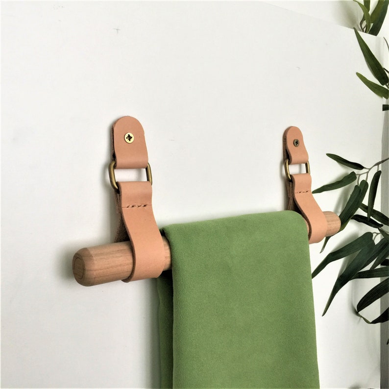 Minimalist Leather Strap Hanger Bath Towel Holder Rack Hanging Storage Toilet Paper Holder Kit Decor Interior Design House Warming Gift image 1