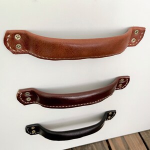 Leather Door Handle // Drawer Pulls // Leather Handle // Leather Drawer Pull // Leather Pull // Leather Dresser Pull // Cabinet Pulls image 4