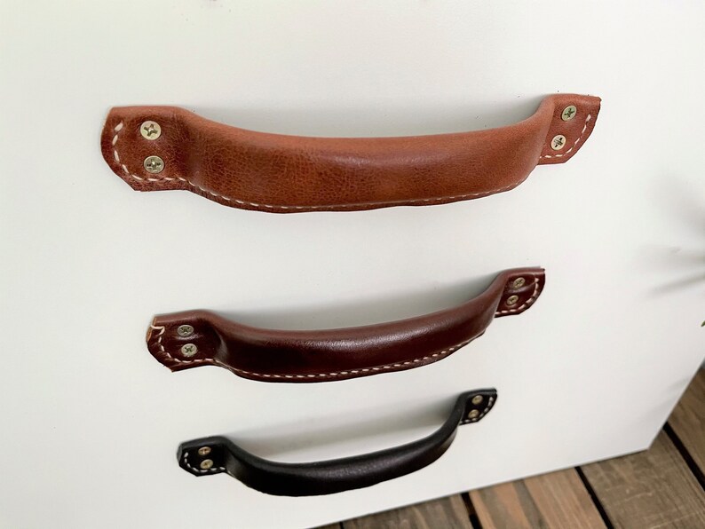 Leather Door Handle // Drawer Pulls // Leather Handle // Leather Drawer Pull // Leather Pull // Leather Dresser Pull // Cabinet Pulls image 4