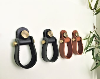 Leather Dresser Pull // Leather Door Handle // Drawer Pulls // Cabinet Pulls // Leather Drawer Pull // Leather Hand Towel Holder