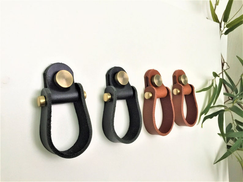 Leather Dresser Pull // Leather Door Handle // Drawer Pulls // Etsy