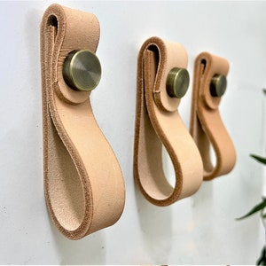 Handmade Leather Drawer Pulls: Cabinet & Furniture Hardware