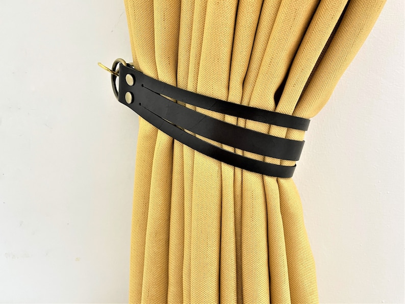 Minimalist Leather Curtain Tieback Elegant Tieback Modern Decor Window Treatment New Home Decor Interior Design House Warming Gifts Idea image 1