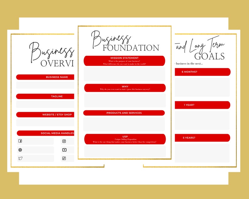 Business Plan Template PDF Printable Business Plan Small | Etsy