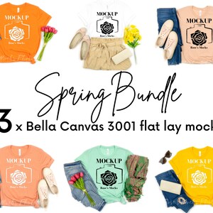 Bella Canvas 3001 Mockup Bundle - Tshirt Mockup Bundle - Bella Canvas Flat Lay Mockup - Bella Canvas Bundle Mock Up