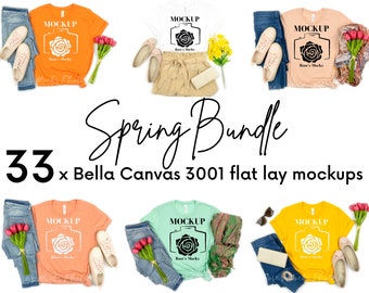 Bella Canvas 3001 Mockup Bundle - Tshirt Mockup Bundle - Bella Canvas Flat Lay Mockup - Bella Canvas Bundle Mock Up