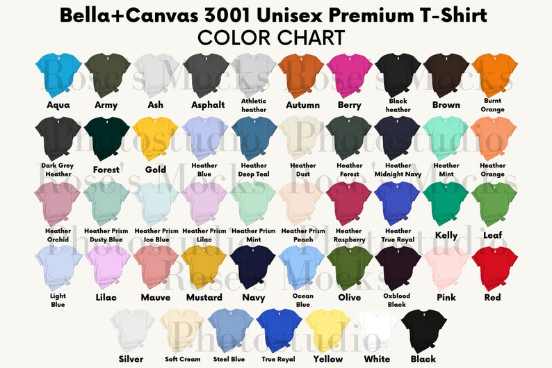 Download All Printful Colors Bella Canvas 3001 Color Chart Tshirt Color Chart For Listing Photo Printful Color Chart For Bella Canvas 3001 Tshirt Color Photography Lifepharmafze Com