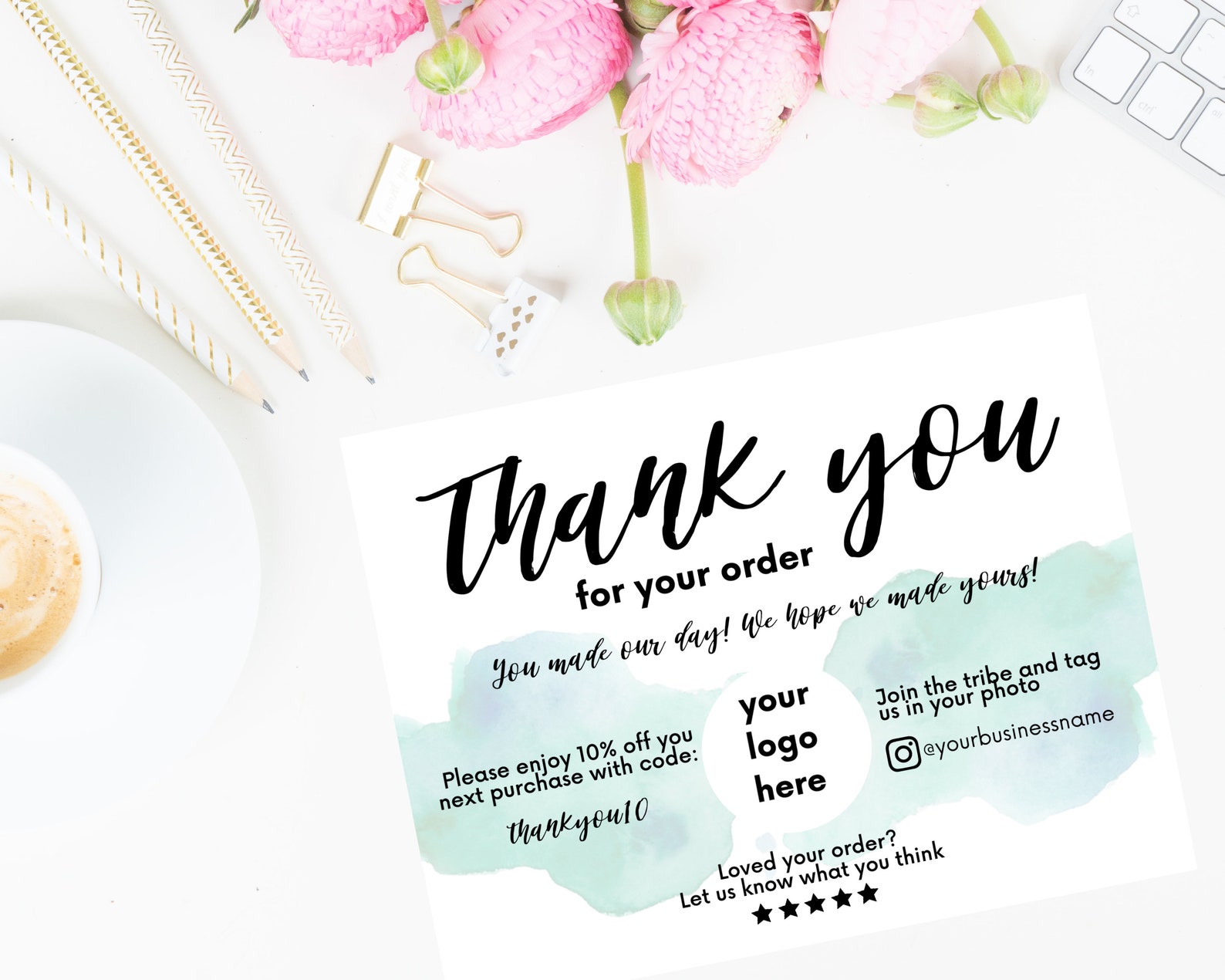 Thank You for Your Order Card Template, Thank You Cards Business ...