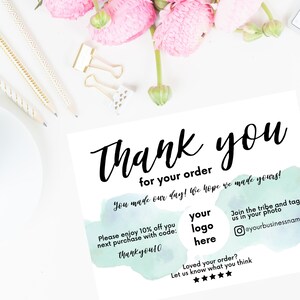 Thank You for Your Order Card Template, Thank You Cards Business, Editable Business Thank You Card Printable, Business Packaging Insert