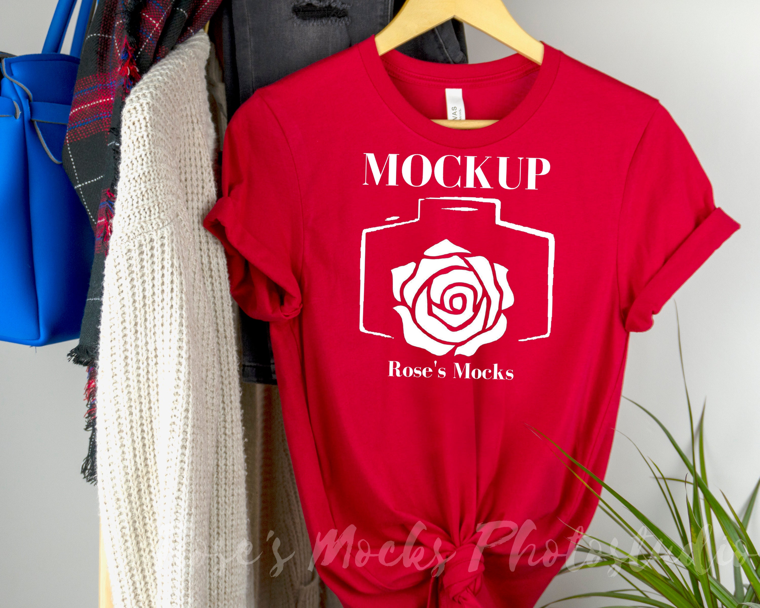Download Bella Canvas 3001 Mockup Red Bella Canvas Mock Up T Shirt Etsy