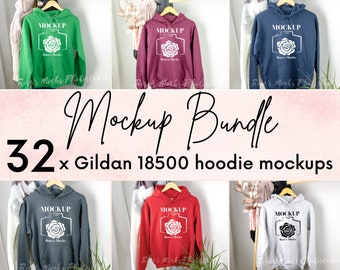 Gildan Hoodie Mockup Bundle - Gildan 18500 Mockup Bundle - Gildan Hooded Sweatshirt Mock Up - Hanging Hoodie Mockup