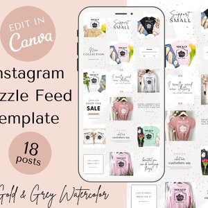 Instagram Puzzle Template Canva, Instagram Puzzle Feed Template, Instagram Post Template, Instagram Puzzle for Online Store