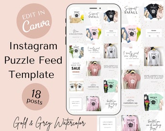 Instagram Puzzle Template Canva, Instagram Puzzle Feed Template, Instagram Post Template, Instagram Puzzle for Online Store