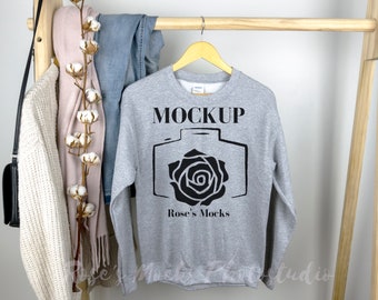 Gildan 18000 Mockup Sport Grey, Womens Sweatshirt Mockup, Sweatshirt Mock Up, Sweatshirt Mockup, Sweatshirt Hanging Mockup