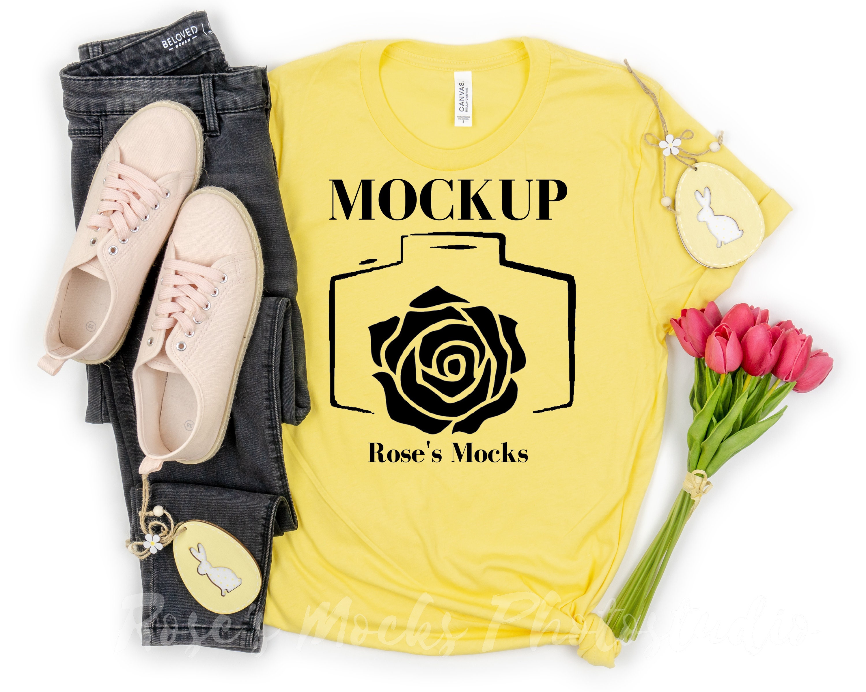 Bella Canvas 3001 Mockup Yellow Bella Canvas Mock Up ...