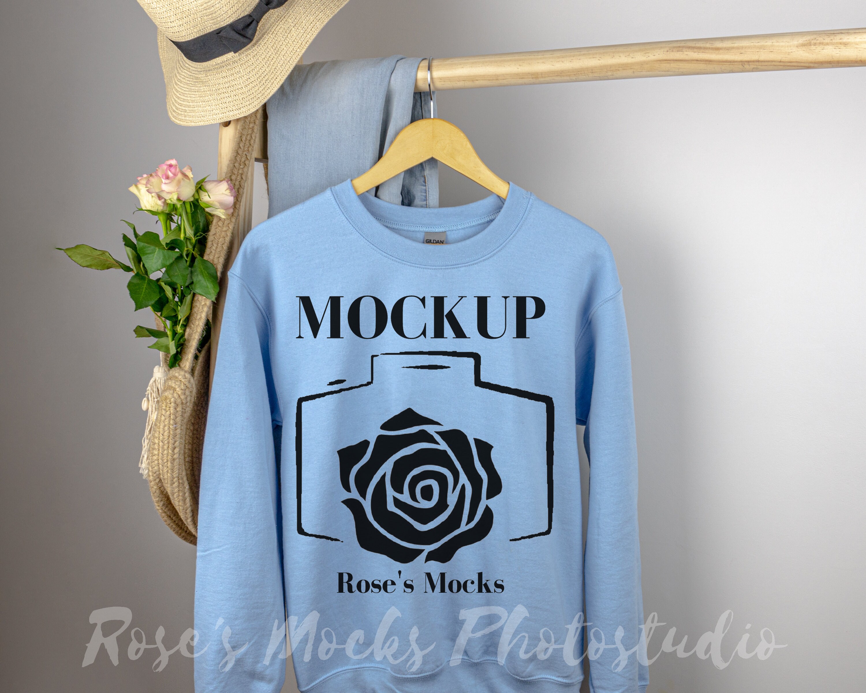 Download Gildan 18000 Mockup Light Blue Gildan Sweatshirt Mock Up Etsy