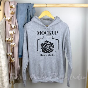 Gildan 18500 Hooded Sweatshirt Mockup Sport Grey, Womens Hoodie Mock up, Gildan Hoodie Mockup