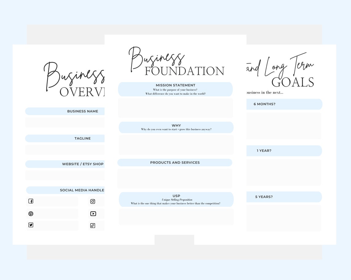 Business Plan Template PDF Printable Business Plan Small - Etsy