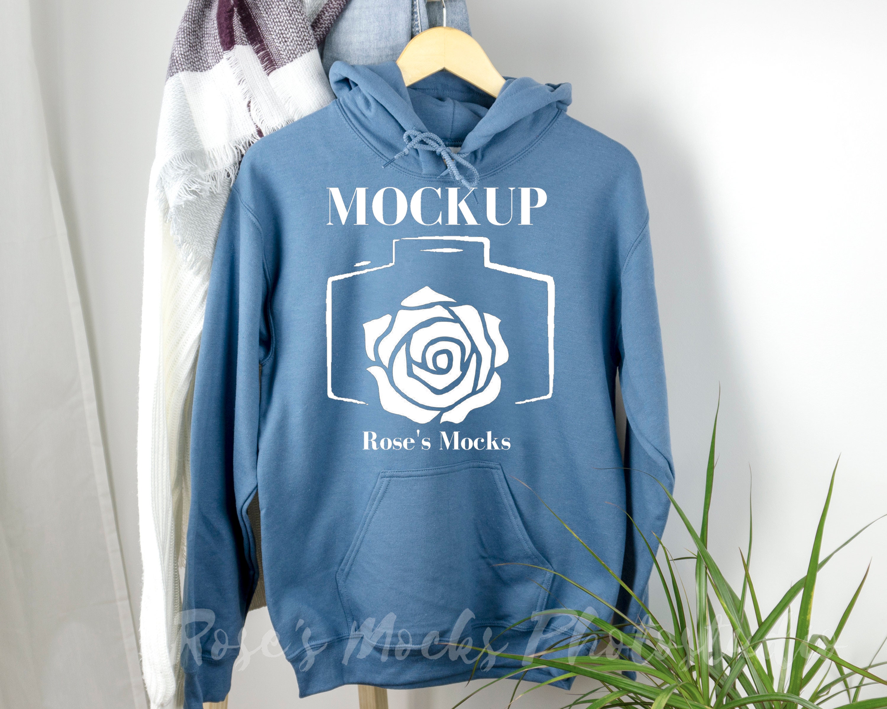 Download Gildan 18500 Mockup Indigo Hoodie Mock Up Hooded ...