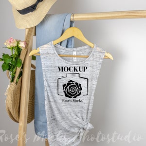 Bella Canvas 8803 Mockup White Marble, Bella Canvas Muscle Tank Mockup, Bella Canvas Tank Top Mock Up