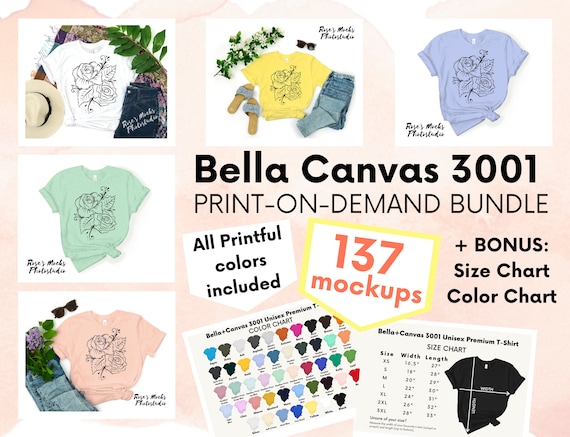 Download Bella Canvas 3001 Mockup Bundle Bella Canvas Printful Colors Etsy