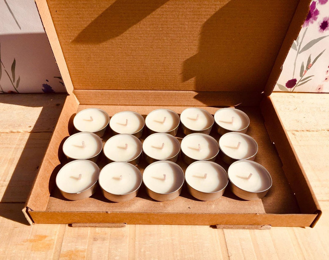 Hand Made Unscented Soy Wax Tealight Candles, 100 Natural Soy Wax
