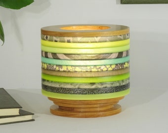 Resin and fabric green cylinder lamp