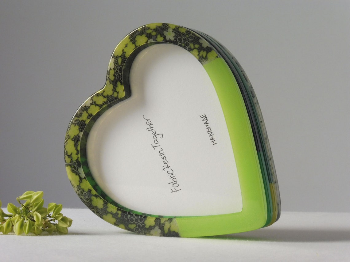 Photo frame in form of heart made of epoxy resin and fabric Etsy