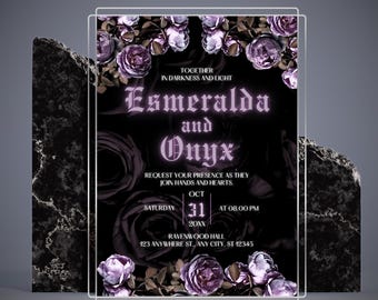 Gothic Wedding Invitation Template | Dark Elegant Canva Invitation | Victorian Wedding Invite | Printable & Digital RSVP