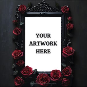 Dark Gothic Frame Mockup | Dark Aesthetic Digital Art Display | A4 & Square PNG | Gothic Photo Props | Dark Academia Vertical Frame Template