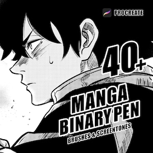 Manga Binary Pen for Procreate / 40+ Brushes for Manga Comic