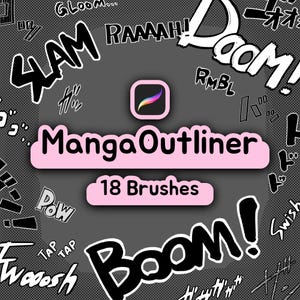 Procreate Manga Outliner / 18 brushes for manga sound effects and handwritten text