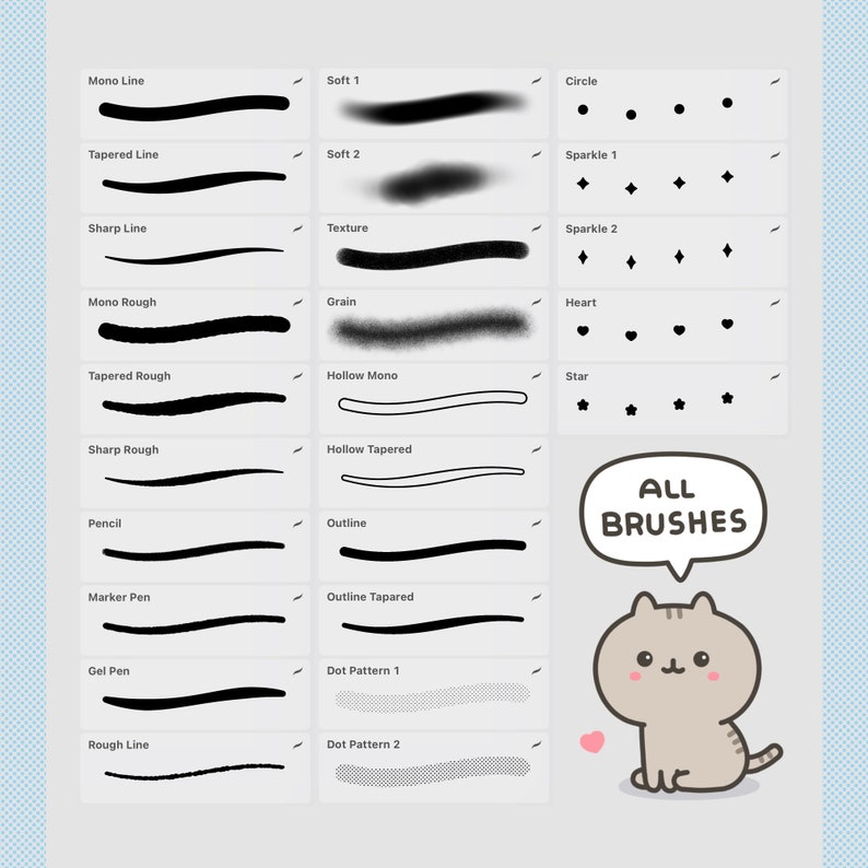 Kawaii Procreate Brush Set | 25 Cute Digital Brushes - Etsy