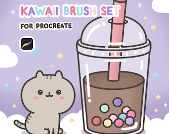Juego de pinceles Kawaii para Procreate: 25 pinceles digitales adorables