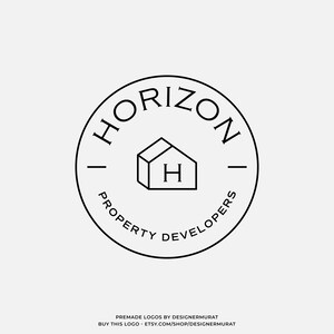 Design de logotipo de círculo de corretor de imóveis pré-fabricado, logotipo de casa de monograma de luxo personalizado, logotipo de iniciais de letras imobiliárias modernas, logotipo de desenvolvedor de casa elegante