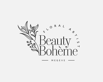 Flower Bouquet Logo: Premade Feminine Beauty Brand Design