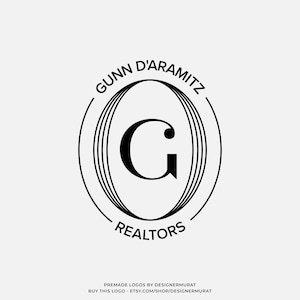 Design de logotipo de círculo mínimo pré-fabricado, logotipo de monograma de boutique de moda personalizado, logotipo de marca d'água de corretor de imóveis, logotipo de iniciais de letras de nome profissional