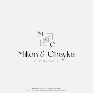 Design de logotipo de planta minimalista pré-fabricado, logotipo de monograma de fotógrafo de casamento personalizado, logotipo de iniciais de letras de nome, criador de logotipo de flor de florista moderno