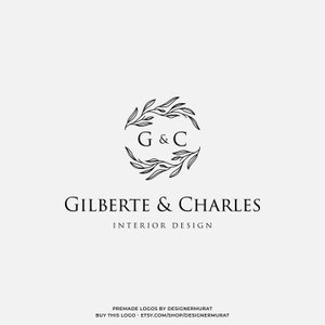 Logotipo de designer de interiores floral minimalista pré-fabricado, logotipo de arquiteto personalizado, logotipo de monograma de boutique de flores, logotipo de iniciais de letras de nome de florista