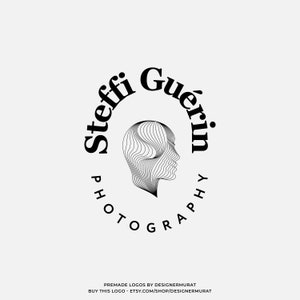 Premade Circular Photo Studio Logo Design Template, Line Art Logo, Abstract Minimalist Man Head Logo, Photographer Logo, Stamp Logo Maker