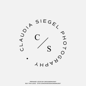Logotipo de círculo de fotografia moderna pré-fabricada, logotipo de carimbo de marca d'água personalizado, logotipo de monograma minimalista elegante, logotipo inicial de letra de nome profissional