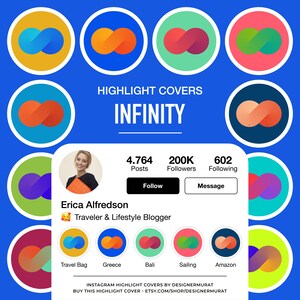 20 Colorful Infinity Symbols Instagram Story Highlights, Abstract IG Covers, Drawing, Continuity, Eternity, Limitless Social Media Icons
