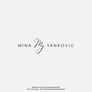 May include: A black and white logo design with the text "Mina My Yanković" in a cursive font.