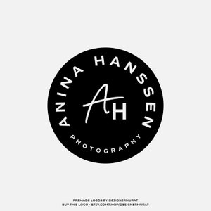 Fotógrafo profesional prefabricado Monogram Circle Logo Design, Custom Minimalist Script Name Letter Initials Logo, Handwritten Stamp Logo