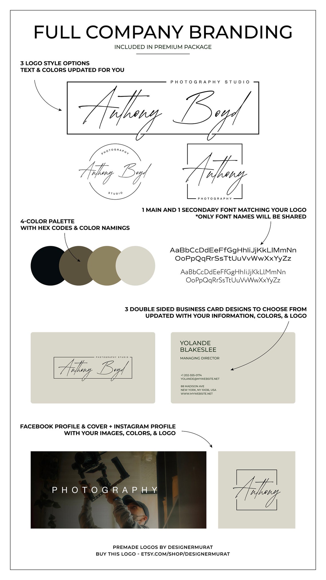 Premade Minimalist Circular Script Logo Design Template | Etsy